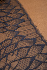 The Best French Leavers Allover Dark Navy Geometric Lace