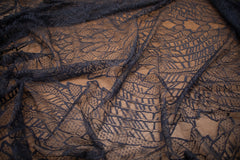 The Best French Leavers Allover Dark Navy Geometric Lace