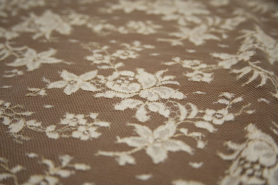 The Best French Leavers Allover Beige/Gold Floral Lace