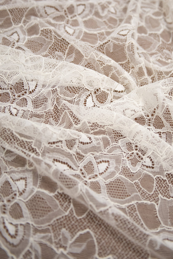 The Best French Leavers Allover Off-White Stretch Floral Lace