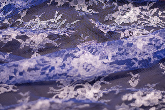 The Best French Leavers Allover Royal Blue/Silver Metallic Floral Lace