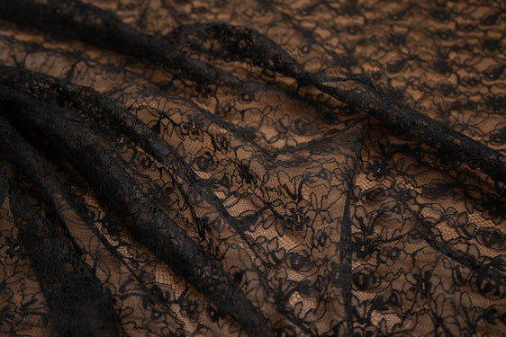 The Best French Leavers Allover Black Floral Lace