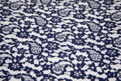 The Best French Leavers Allover Navy Floral Paisley Lace