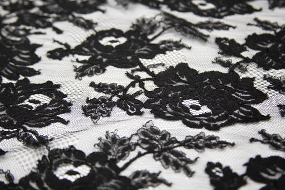 The Best French Leavers Allover Black Floral Lace